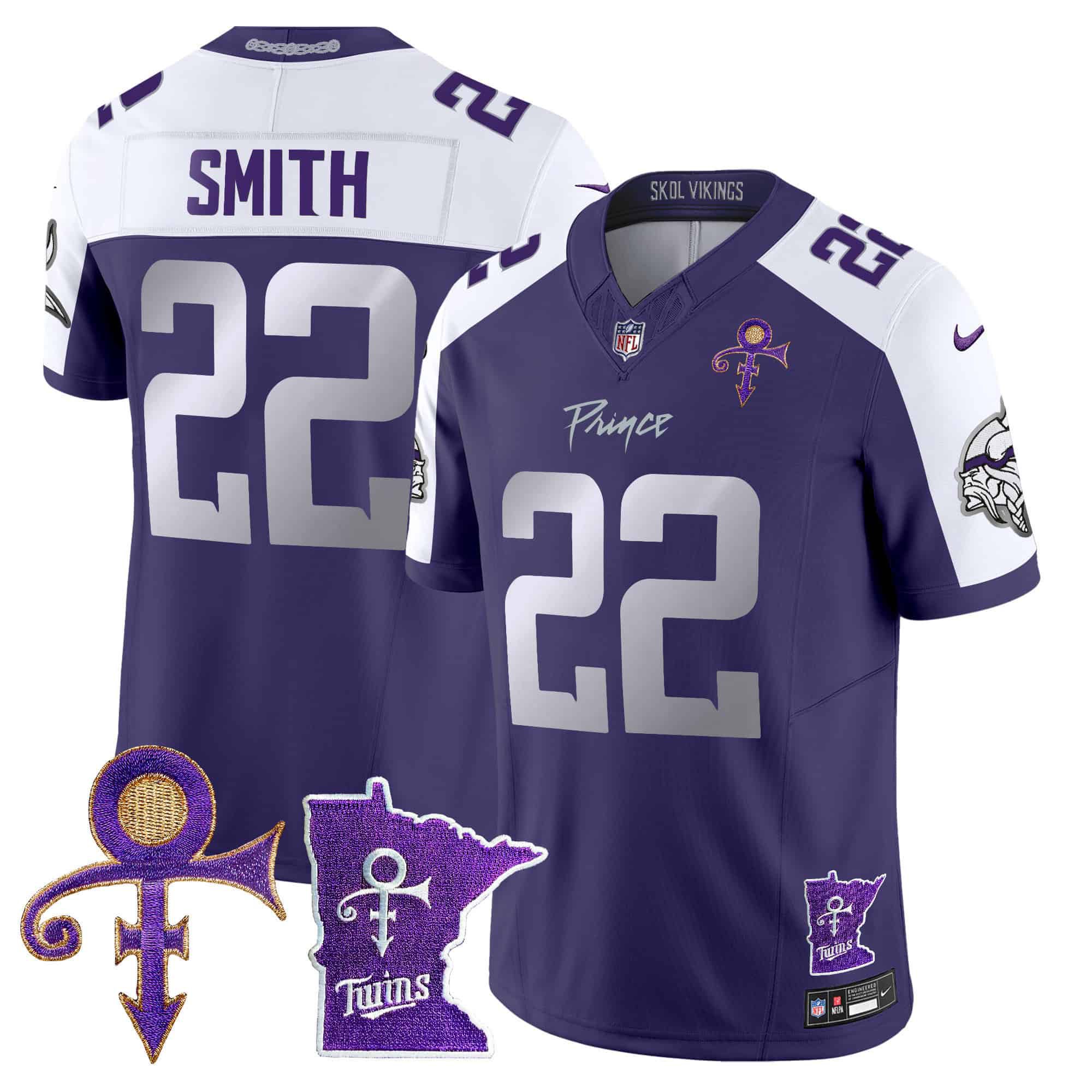 Men Minnesota Vikings #22 Smith Purple 2024 Nike Prince Vapor Limited NFL Jersey